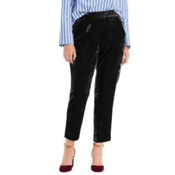 J.Crew Black Velvet Easy Pull-On Pants NWT Size 0 Tall J4999 - Picture 1 of 6